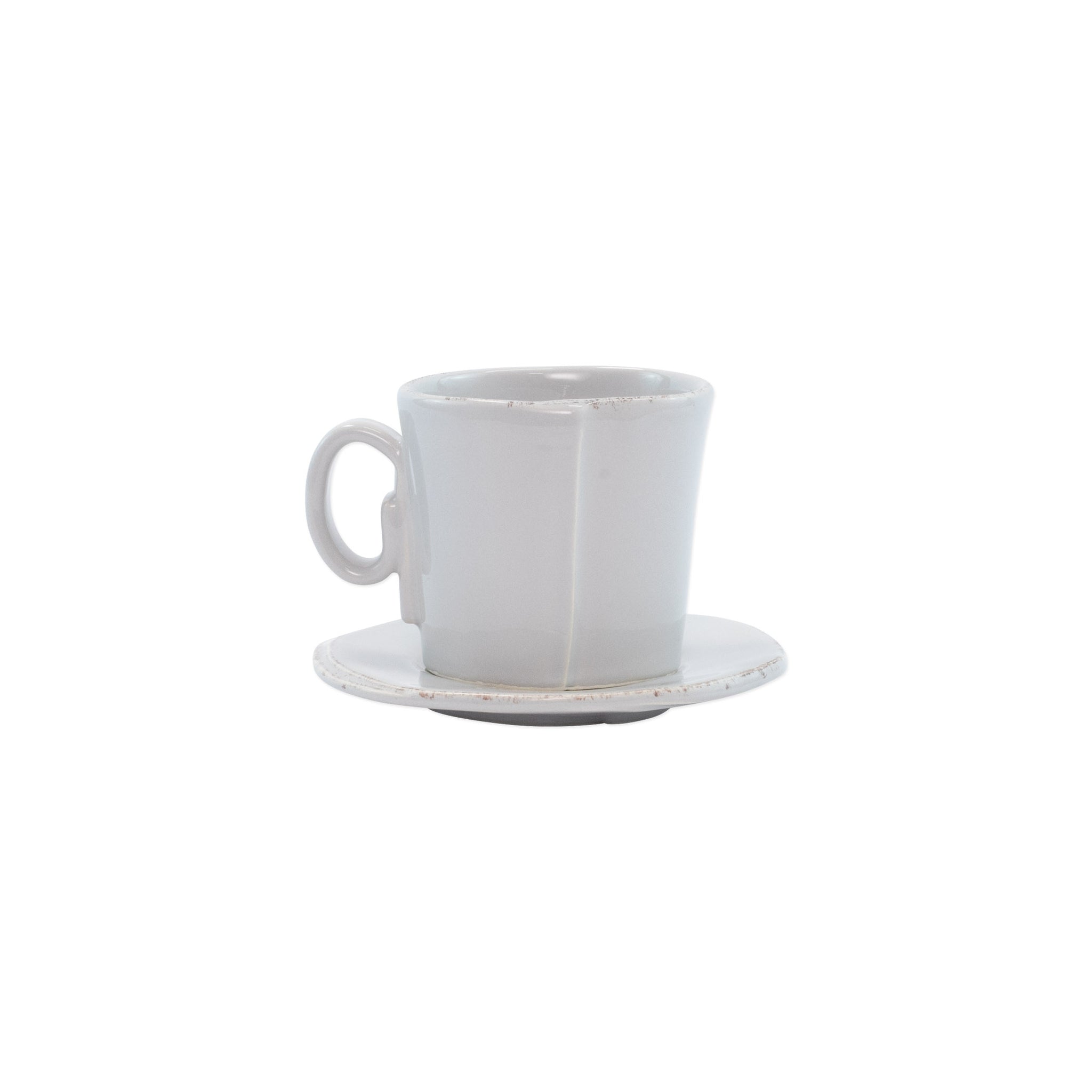 Lastra Espresso Cup and Saucer - Set of 4 - Light Gray