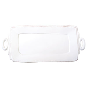 Lastra Handled Rectangular Platter - White