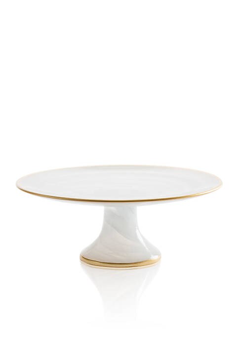 Alabaster White and Gold Edge Small Footed Cake Stand