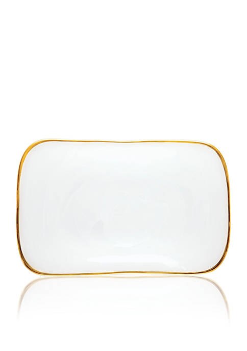 Alabaster White with Gold Edge Rectangle Platter