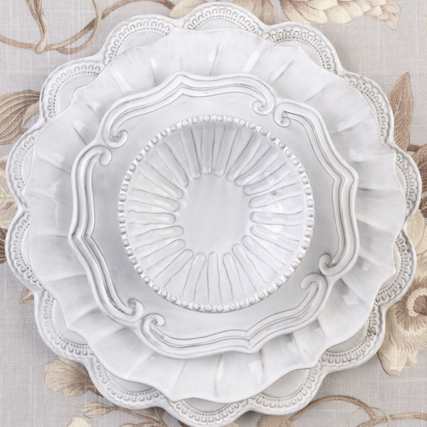 Incanto Baroque White Salad Plate - Set of 4 , tableware - Vietri, Pezzo Bello
 - 4