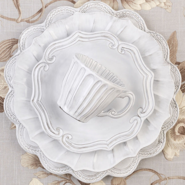 Incanto Baroque White Salad Plate - Set of 4 , tableware - Vietri, Pezzo Bello
 - 3