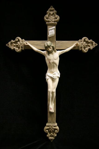 Italian Marble Painted Crucifix