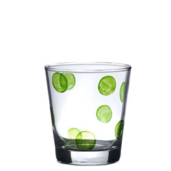 Green Dot Double Old Fashioned Glasses  Set of 4