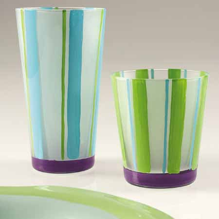 Frosted Stripes Highball Glasses , Overstock/Clearance - Vietri, Pezzo Bello
