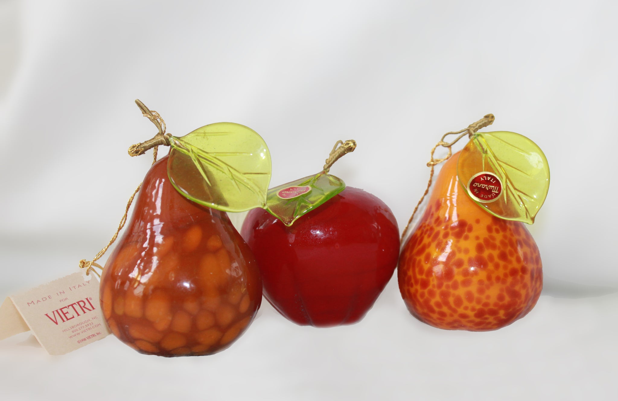 Assorted Murano Glass Fruit Set of 3