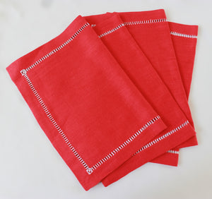 Cara Mia Linen Placemats in Red  Set of 4