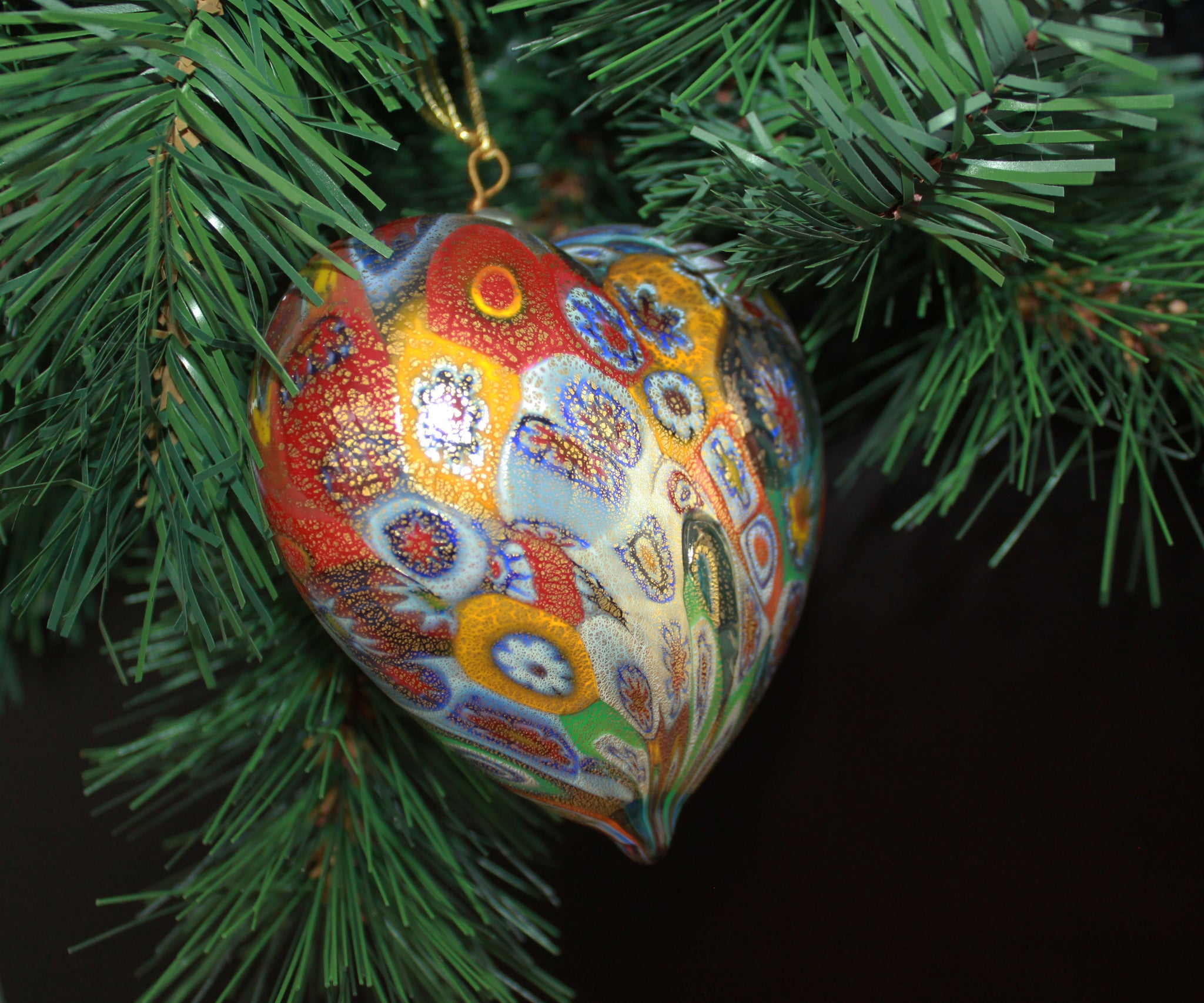 Guilded Millefiori Heart Ornament