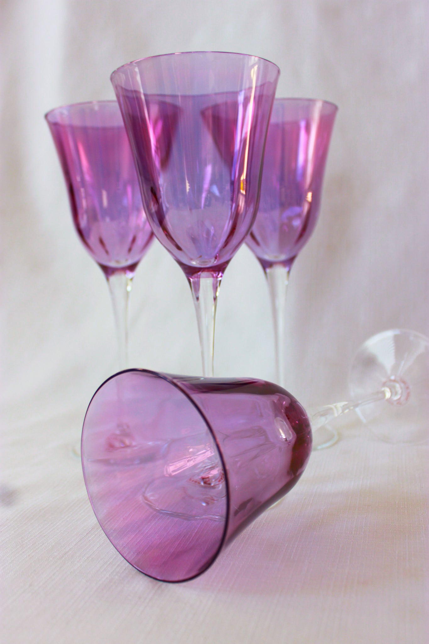 Optical Amethyst Water Glasses  St of 4