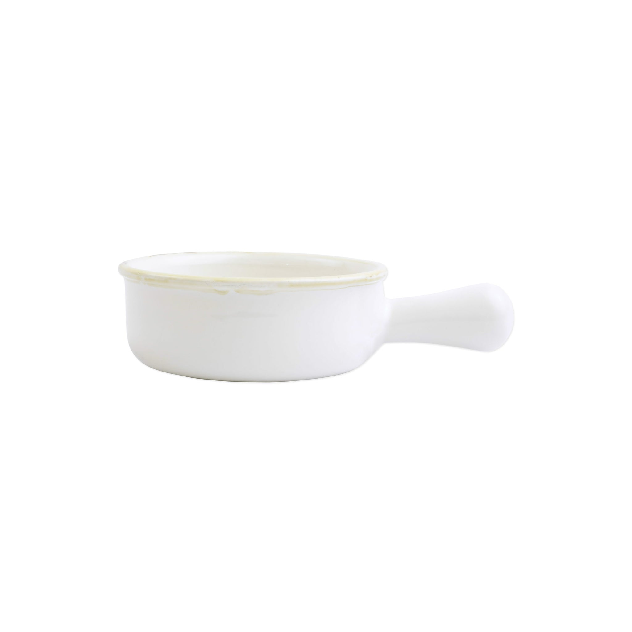 Italian Bakers Small Round Baker with Large Handle - White