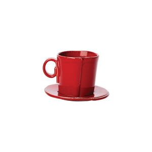 Lastra Espresso Cup and Saucer - Set of 4 - Red