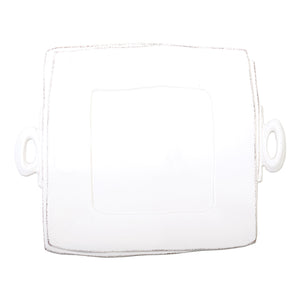 Lastra Square Handled Platter - White