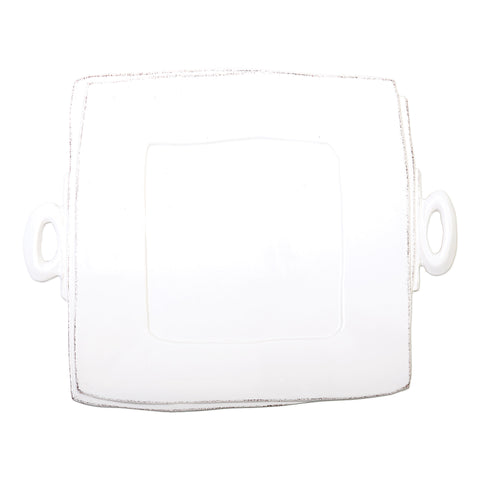 Lastra Square Handled Platter - White
