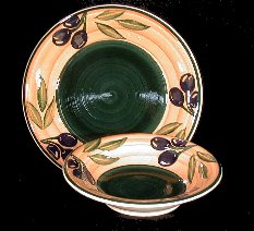 Olive Dinner Plate or Bowl Set of 4