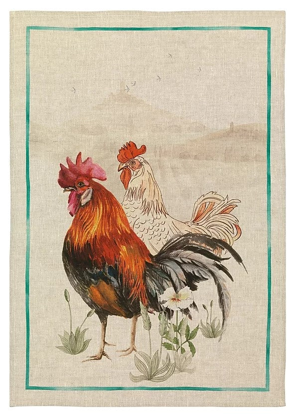 Rooster Italian Linen Print Towel
