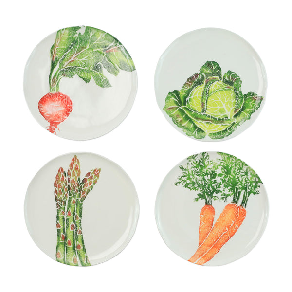 Spring Vegetables Assorted Salad plates  Set of 4