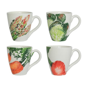 Spring Vegetables Assorted Mugs  Set of 4