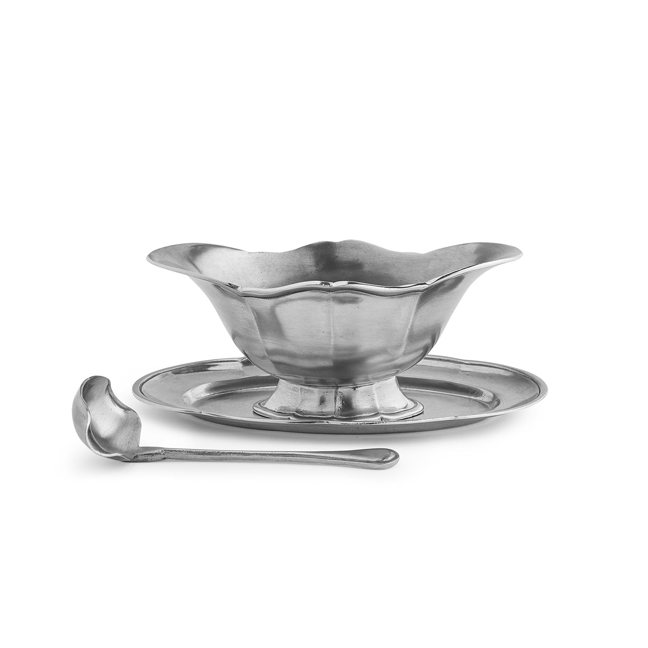 Tavola Pewter Gravy Boat with Tray and Ladle