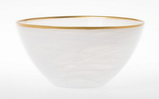 Alabaster White with Gold  Medium Deep Serving Bowl