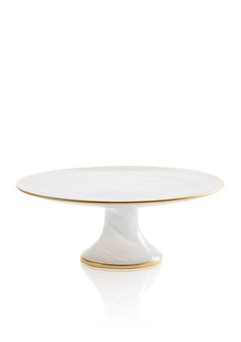 Alabaster White and Gold Edge Small Footed Cake Stand