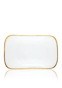 Alabaster White with Gold Edge Rectangle Platter