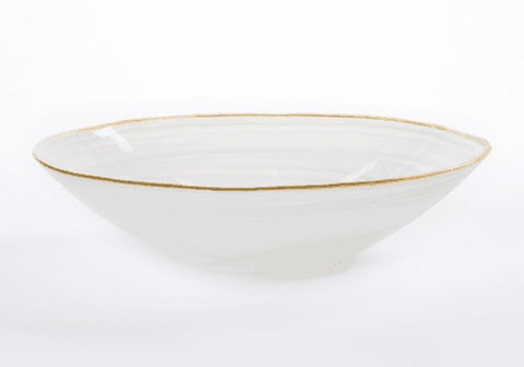 Alabaster White with Gold Edge Serving Bowl