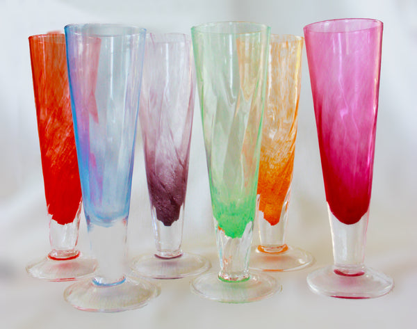 Puccinnelli Glass Assorted  Pastel Parfait/Champagne Glasses   Set of 6