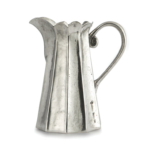 Vintage Tall Scalloped Pewter Pitcher