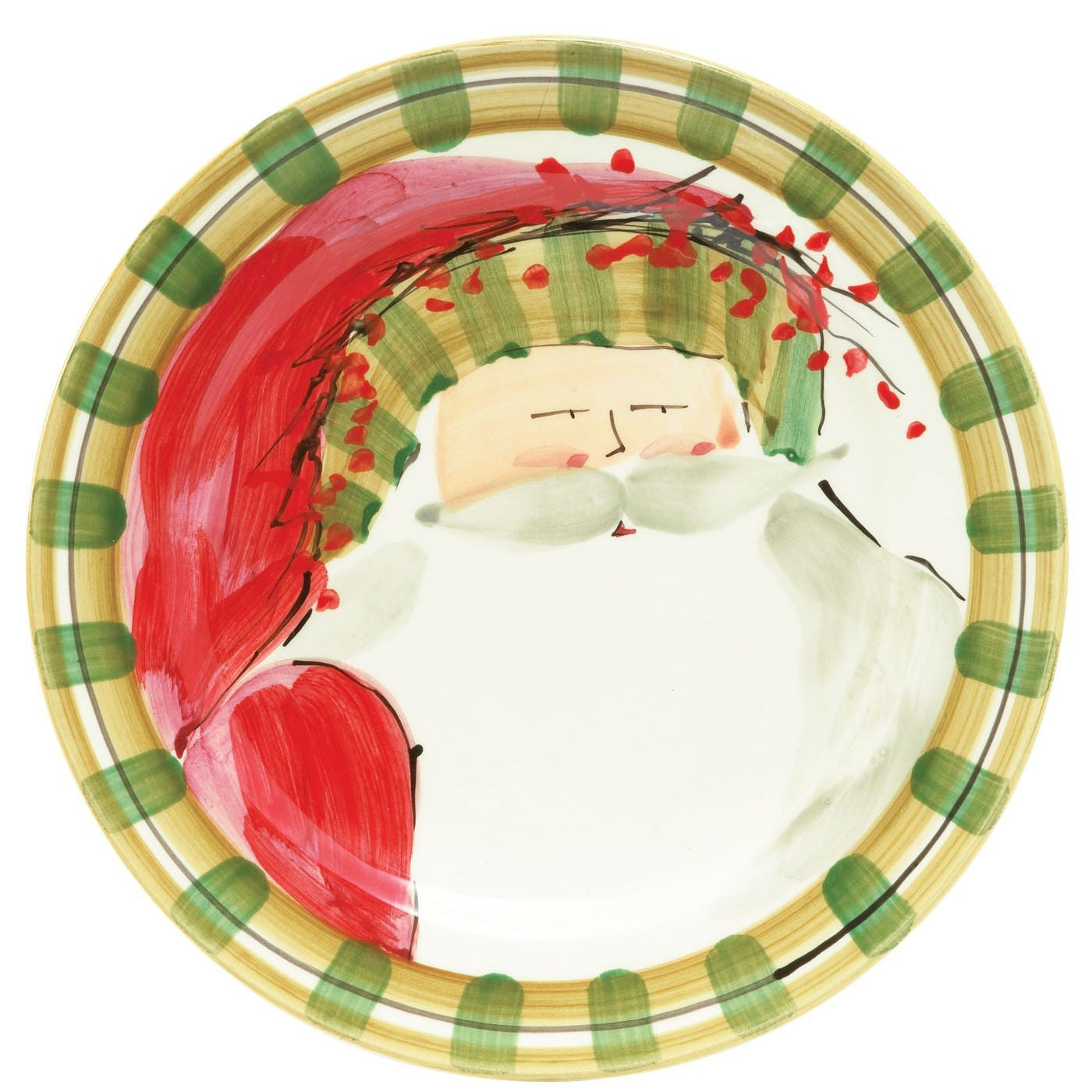 Old St. Nick Striped Hat Dinner Plate - Set of 4 Plates , Christmas - Vietri, Pezzo Bello
